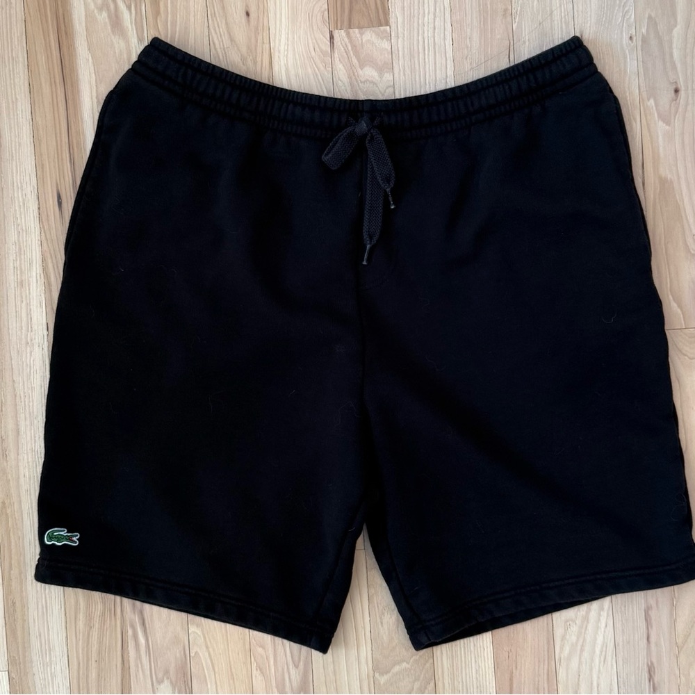 Lacoste Black Athletic Shorts with Elastic Waistband